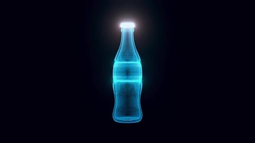 Holographic Wireframe Bottle Product Scan Animation
