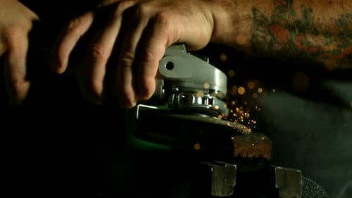 Sparks with angle grinder in ultra slow motion 1500fps - ANGLE GRINDER PHANTOM