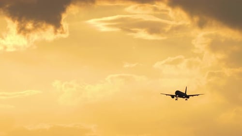 Flugzeug-Silhouette bei Sonnenuntergang