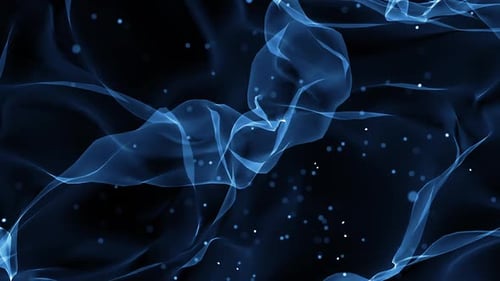 Abstract Blue Fluid Lines and Glowing Particles Background Loop