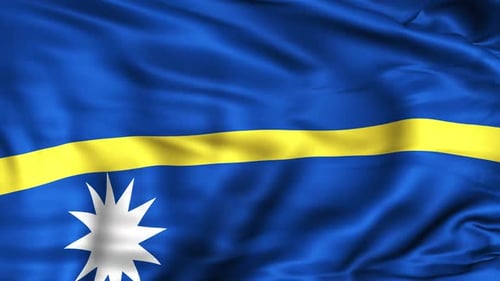 Realistic Nauru National Flag Waving Loop