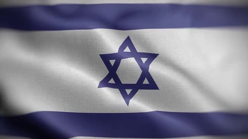 Realistic Waving Flag of Israel with Textured Fabric