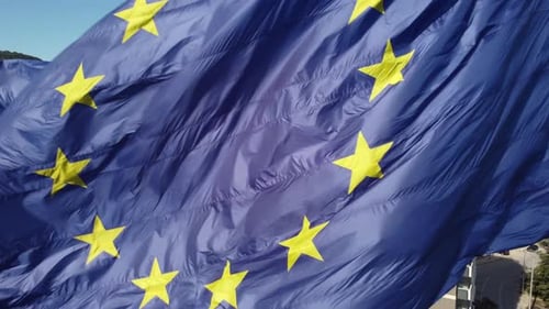 European Union Flag Waving in the Breeze