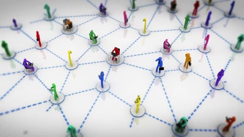 Animated Network of Diverse People Connecting