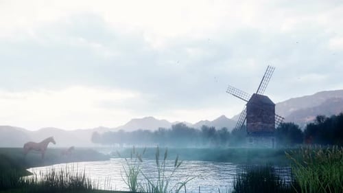 Rural Misty Morning Landscape