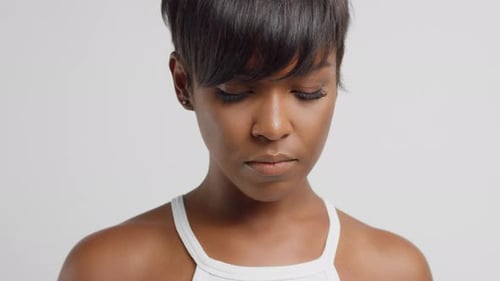 Attractive Woman Smiling in White Top, Close Up