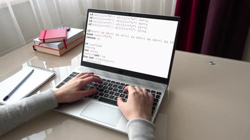 Source code on the monitor screen