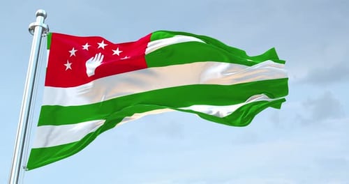 Abkhazia National Flag Waving with Realistic Fabric Loop