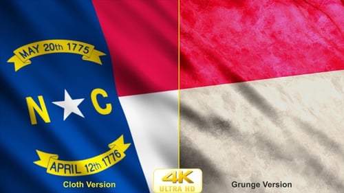 Waving North Carolina State Flag with Grunge Texture