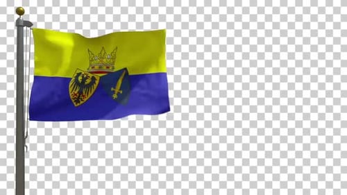 Drapeau de la ville d'Essen (Allemagne) sur mât avec canal Alpha - 4K