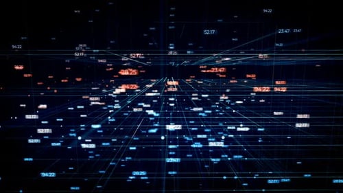 Futuristic Digital Grid Network with Abstract Data Flow