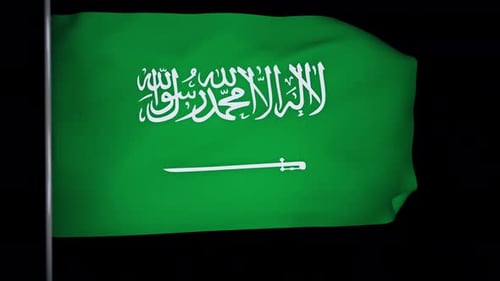 Waving Flag of Saudi Arabia Loop with Alpha Channel