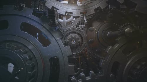 Seamless Loop of Industrial Metallic Gears Animation
