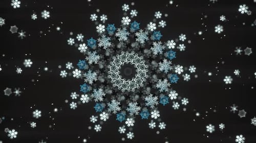 Animated Christmas Snowflakes Kaleidoscope Pattern Background