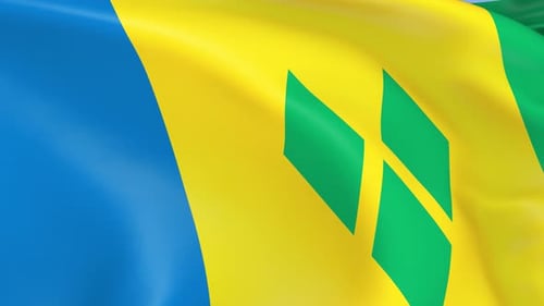 Waving Flag of Saint Vincent and the Grenadines
