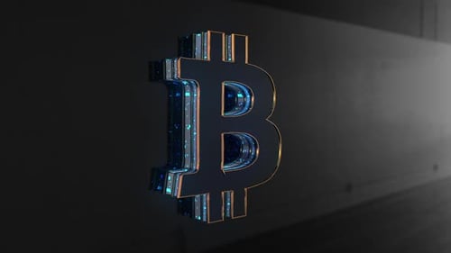3D Bitcoin Symbol with Digital Glow Reveal