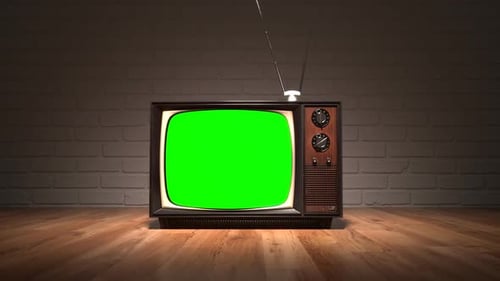 Retro Television Green Screen Zoom In