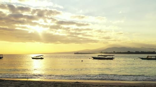Aerial top view nature of idyllic tourist beach break by aqua blue ocean and white sand background o