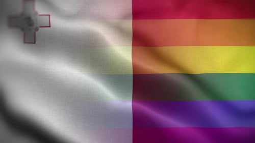 Waving Malta and Pride Flags Celebrating Diversity