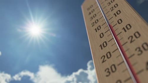 Outdoor Thermometer Reaches 30 Thirty Degrees Centigrade