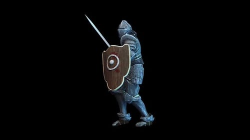 Animated Medieval Knight Walking with Sword and Shield