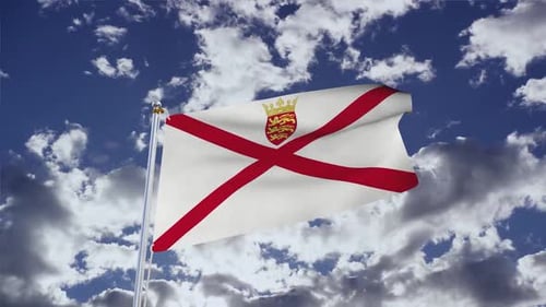 Jersey-Flagge mit Himmel
