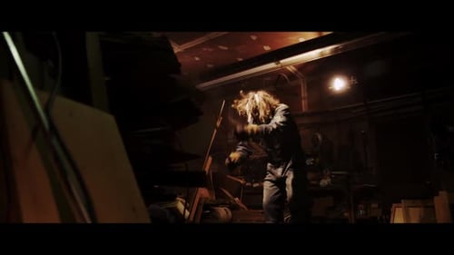 Subject with Wood Plank in a Workshop at Night