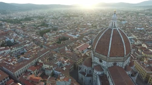 Aerial view of a cathedral dome, Florence