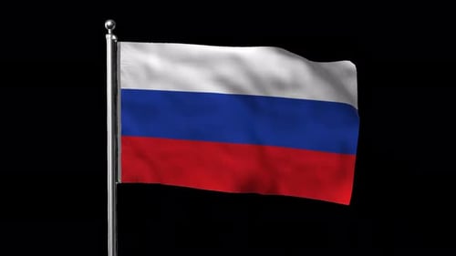 Realistic Russian Flag Waving on Pole Alpha Channel