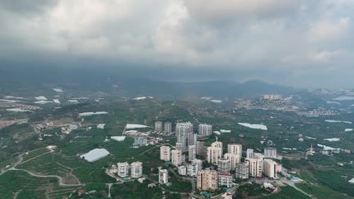 Buntes Panorama über die Stadt Luftaufnahme 4 K Alanya Türkei