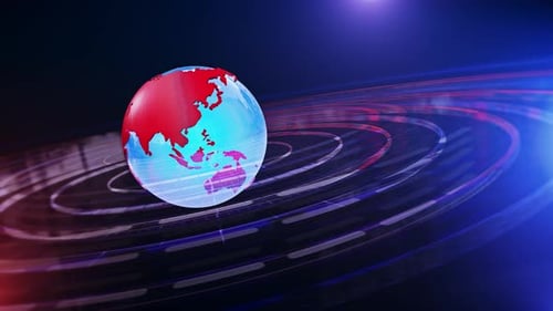 Digital Earth Globe with Abstract Light Trails Background