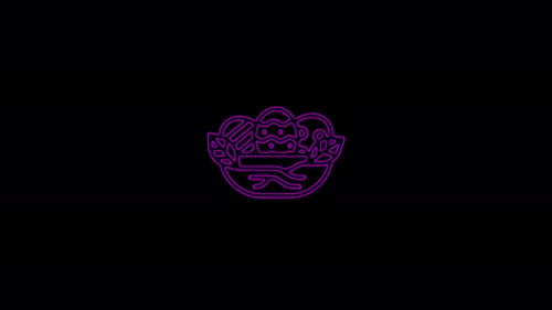 Icon Easter basket with decorated eggs for the holiday Easter moving lines on a black background.