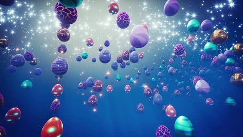 Festive Floating Easter Eggs with Shimmering Lights