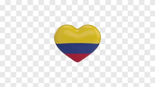 Glossy Colombian Flag Heart 3D Rotation Animation