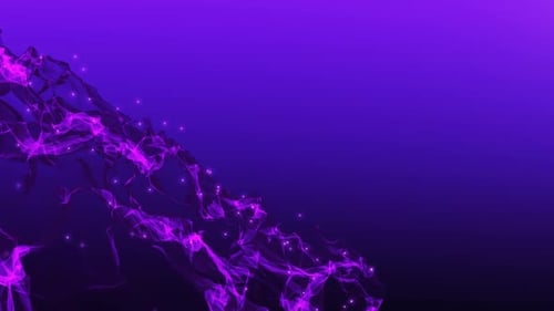 Abstract Purple Fluid Waves with Glowing Particles Loop Background