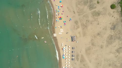 Beach With Colorful Umbrellas