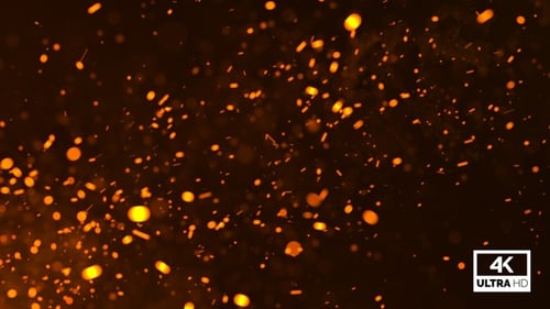 Golden Fire Particles Ascending Overlay Background