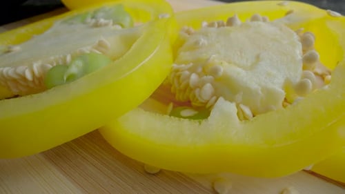 Sliced Yellow Bell Pepper Close Up