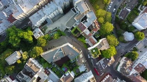 AERIAL: Top Down Overhead View of Paris Streets in Summer