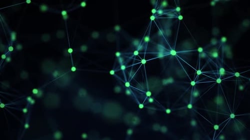 Animated Plexus Network with Connecting Green Dots and Blue Lines