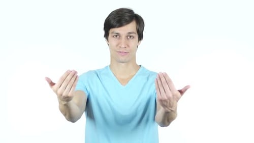 Join Us, Inviting Gesture by Young Casual Man