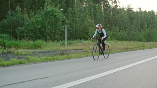 Woman Training for Bicycle Race