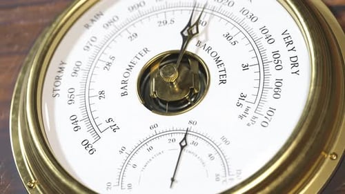 Vintage Barometer with Thermometer for Weather Forecast