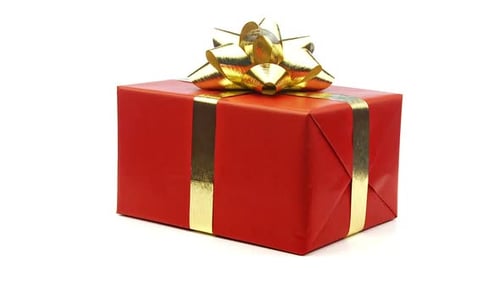 Red Gift Box with Gold Ribbon Rotating