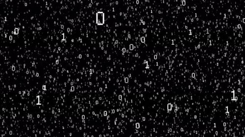 Code binaire de technologie numérique volant sur fond noir isolé