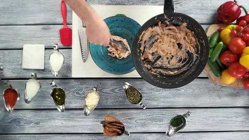 Plating Delicious Pasta from Above