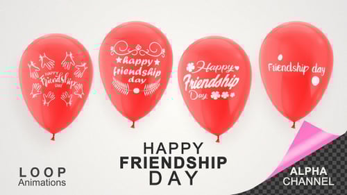 Animated Red Balloons for Happy Friendship Day Loop