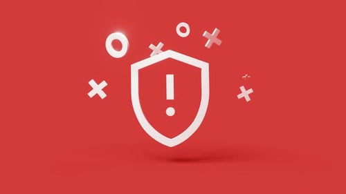 Attention 3d icon on a simple red background 4k seamless animation loop