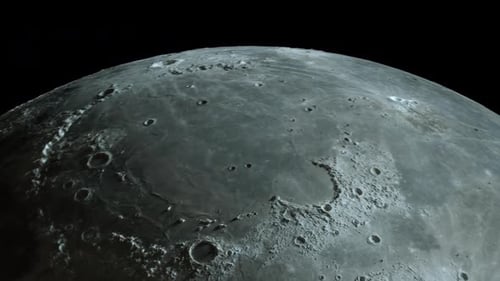 Realistic Rotating Moon Surface Animation in Dark Space