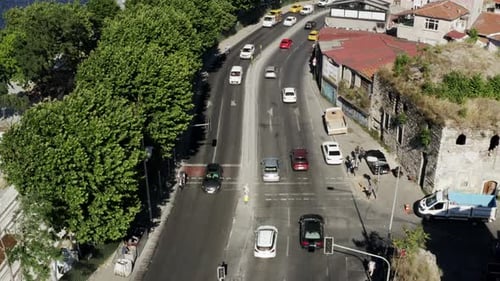 City Traffic And Bosphorus Aerial View